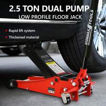2.5 Ton Low Profile Floor Jack, Steel Racing Floor Jack With Dual Pistons Quick Lift Pump, Hydraulic Floor Jack Lifting Range 3.5"-19.5" - Đỏ - Xem 5