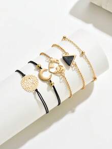 Bộ 5 vòng tay nhiều lớp in hình trái tim Bohemian dành cho nữ ngày lễ có thể điều chỉnh hàng ngày - Nhiều màu - Xem 3
