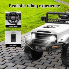 Dazone 12V Kids Ride On Truck Car Off-Road With Parents Remote Control, 12V Battery Powered Electric 2-Seater Kids Ride On SUV Car Vehicle, Spring Suspension, LED Lights, Bluetooth, 2 Speeds, Music, Horn, Electric Car For Kids - White - View 12