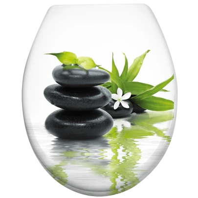 VA-Cerulean 45 X 38cm Stone Pattern Toilet Lid WC Seat With Soft Close Made Of Duroplast And Stainless Steel, Antistatic, Antibacterial, Easy To Clean, Removable For Most Toilet Lids, Wall-Mounted WC