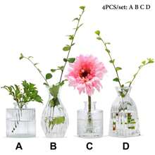 1pc Or 4pcs/Set Glass Bud Vase, Mini Clear Vintage Embossed Vases, For Wedding Center Piece, Party Or Home Decor, Gift Gifts Birthday Graduation Room Decor Flower Vase Glass Vase