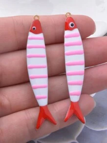 2 pezzi Ciondolo a forma di pesce a doppia faccia, adatto per uso fai da te