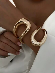 1 peça pulseira de punho de cobra de gota de água oca de metal estilo minimalista exagerado, pulseira elástica ajustável, joias personalizadas de moda vintage, adequada para deslocamento diário, festivais, festas, desfiles de moda, mulheres