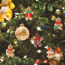 12pcs Gingerbread Man & Tree Assorted Plastic Ornaments, 3 Inches High,Home Decor ,Room Decor,Wall Decor Christmas Decorations Christmas - Two-tone Style - View 3