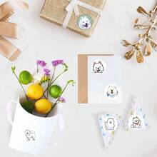 500pcs/Roll Samoyed Stickers, Aesthetic 1 Inch Labels With 10 Patterns Per Roll, Self-Adhesive Stationery Stickers For Scrapbooking, Sealing Envelopes, Party Supplies, Rewards & Motivation - Apricot - View 4