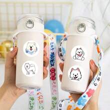 500pcs/Roll Samoyed Stickers, Aesthetic 1 Inch Labels With 10 Patterns Per Roll, Self-Adhesive Stationery Stickers For Scrapbooking, Sealing Envelopes, Party Supplies, Rewards & Motivation - Apricot - View 5