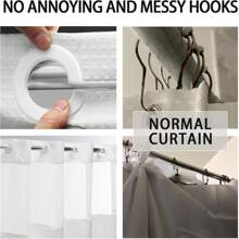 1PC Waffle Double Woven Shower Curtain, No Hook, Clear Top Window Hookless Shower Curtain With Snap Lined Waffle Shower Curtain Hotel Style Double Layer Machine Washable And Easy To Clean Bathroom Partition 72" X 75".