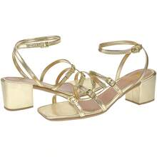 Women's Sandal Adjustable Buckles Low Block Heel Moda 030-200 - 金色 - 查看 4