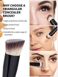 MAANGE 2pcs Soft Makeup Brush Set, Protable Smudge Cosmetic Brush Makeup Brush With Foundation Brush Blush Brush Loose Powder Brush Eye Shadow Brush Contour Brush Highlighter Brush Makeup Tools Gift For Women & Girl Travel Makeup Brush﻿ - 黑色 - 查看 7