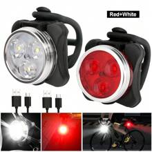 2/4/6/8pcs Bike Light Front & Rear TailLamp Bright Bike Light For Night Riding Bicycle Light High USB Rechargeable Bicycle Headlight Set Bike Headlight For Adult Mountain Bike - 2 pcs - View 1
