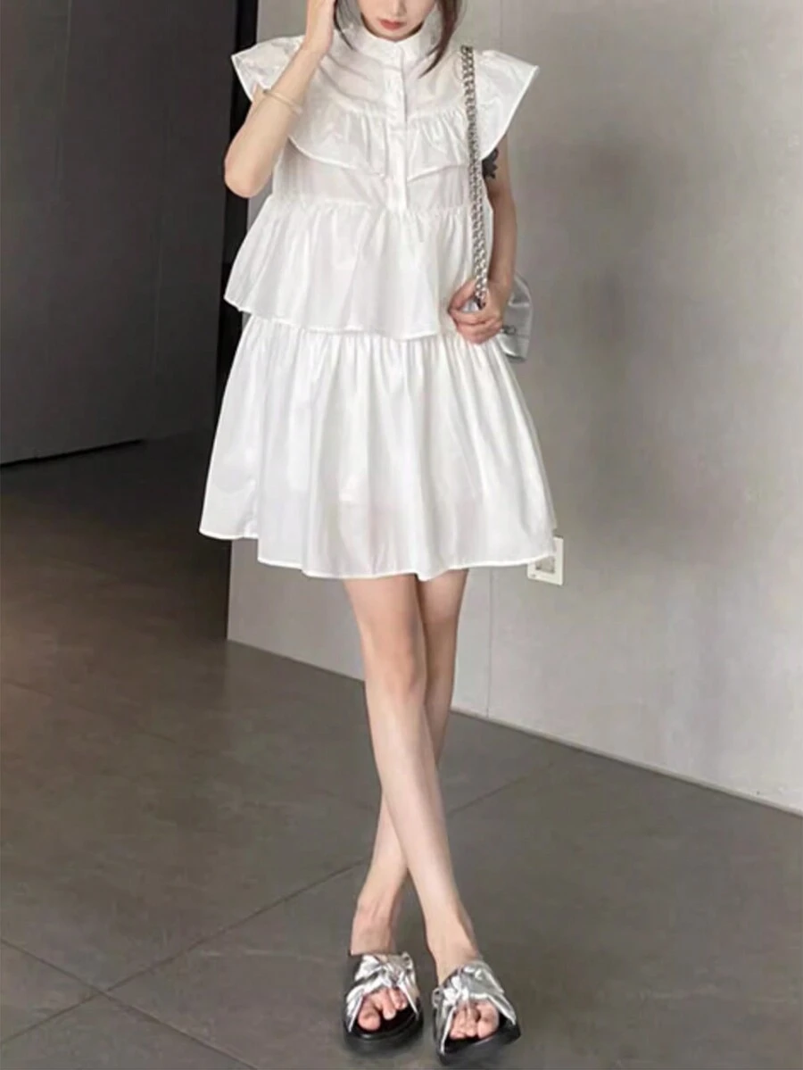 Simple Versatile Loose Casual Dress For Women - White - View 1