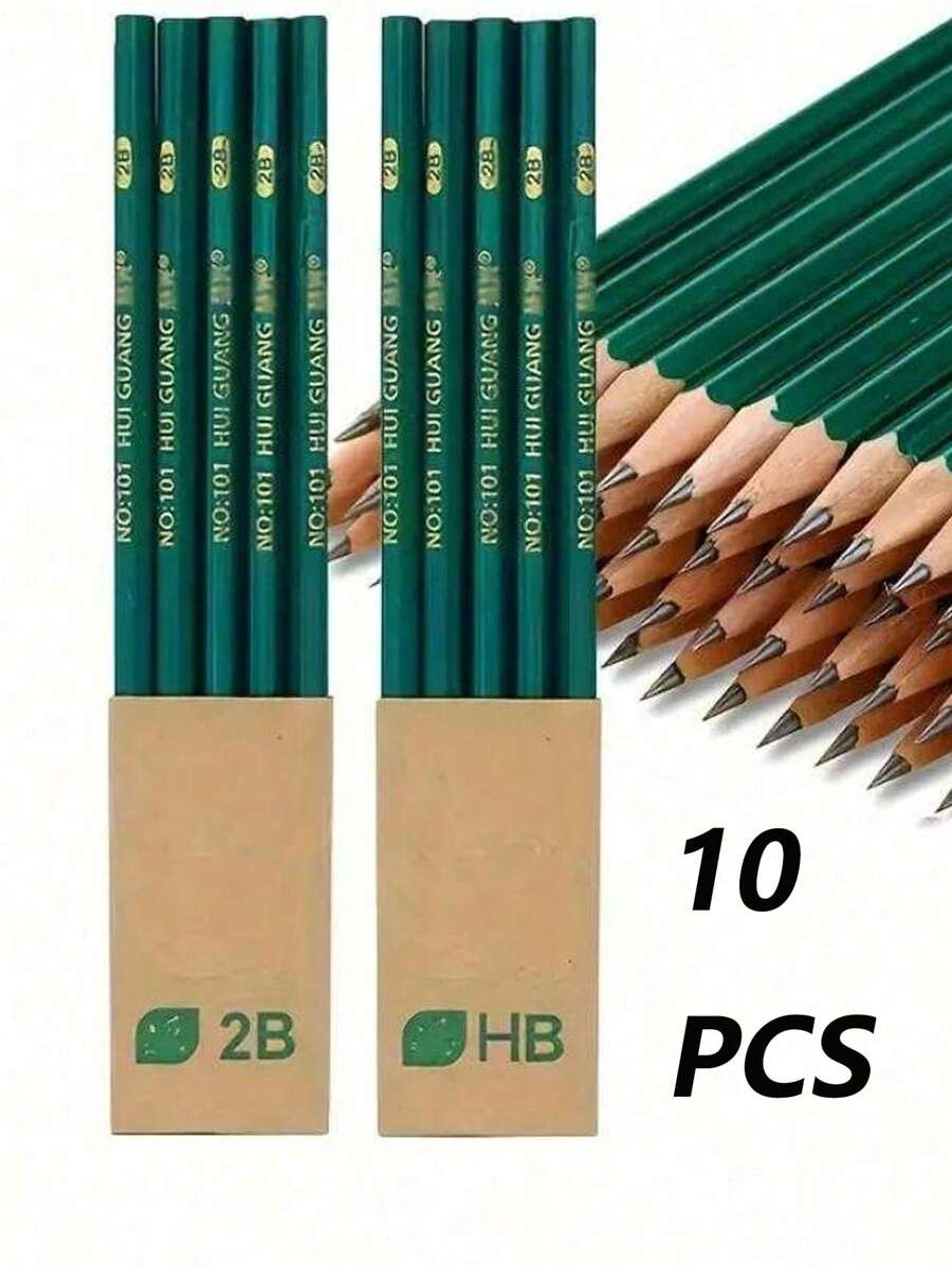 10 chiếc bút chì 2B bằng gỗ màu xanh lá cây, bút chì lục giác vẽ HB - màu xanh lá - Xem 1