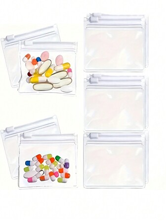 10 stuks/5 stuks herbruikbare opbergtas, verzegelde hoofddekselopslag, waterdicht en stofdicht, set medicijnzakjes met rits, zelfsluitende medicijnopslag en reisaccessoires, handige opbergtas voor mannen, vrouwen en kinderen.