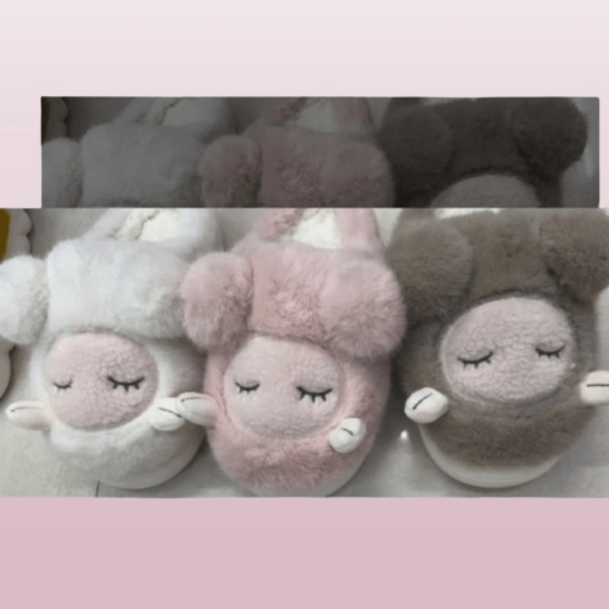 Pantuflas de Animales Novedosos, Pantuflas de Algodón de Felpa, Zapatos Peludos de Interior,  Chanclas de Casa de Invierno, House Slippers Interior - SANDALIA DE OVEJITA - Ver 1