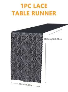 1pc Zwart Kanten Overlay Tafelblad Collectie Gotisch Halloween Decor, Spooky Spider Web Ghoul Handtafelkleed Voor Keuken- en Eetkamerdecoratie, Halloweenfeest en Seizoensgebonden Huisdecoratie
