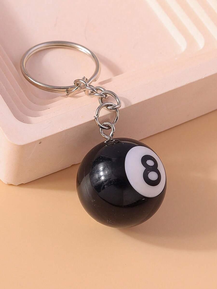 1 pieza Llavero creativo de bola de billar, colgante de llavero de bola de piscina de dibujos animados, regalo - Multicolor - Ver 1