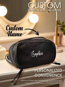1 pieza Organizador de cables de viaje personalizado, organizador de cables y cargadores personalizado, organizador de viaje para electrónicos personalizado, estuche para tecnología, bolsa organizadora de accesorios tecnológicos, organizador de cables de viaje, almacenamiento de cables, estuche organizador electrónico, antivertido, organización de cables, regalo de cumpleaños, regalo del Día de la Madre, regalo del Día del Padre, regalo para mejor amigo, regalo para mamá/papá/ella/él/novia/novio/esposa/esposo/amigo - Rosa - Ver 3