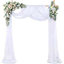 White Arch Drapes For Wedding Arch Draping Fabric Sheer Backdrop Curtain For Ceremony Bridal Party Decor 6 Yards 19Ft Length X 28" Width 1 Panel - White - View 2