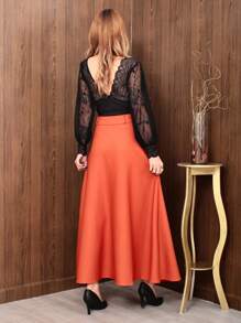 Women's Long Skirt Tailoring Evangelical Fashion - 橘色 - 查看 3