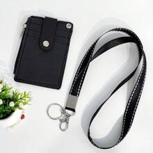 1 pieza de caja de almacenamiento de tarjetas con cremallera para colgar en el cuello, de piel sintética, portátil, ligera, para profesores y estudiantes, suministros de trabajo, tarjeta de identificación para el campus, tarjeta de autobús, tarjeta de identificación para estudiantes y empleados, de uso universal para estudiantes, empleados y profesores, tarjeta de identificación para estudiantes, empleados y profesores, tarjetero, cartera, tarjetero, tarjetero de visita, tarjetero de crédito, cordón para profesores, tarjetero para mujer, minicartera para mujer, tarjetero