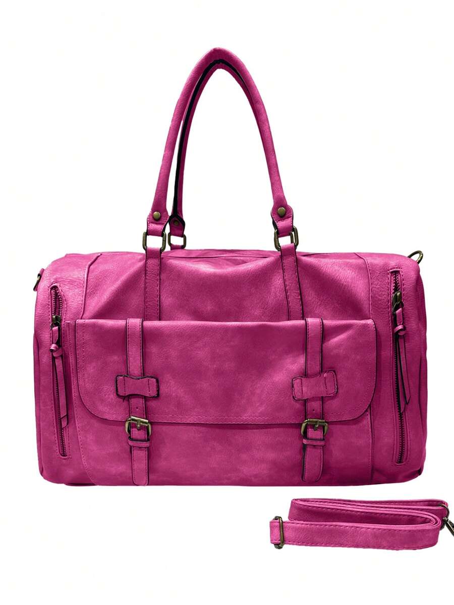 Bolsas de viaje MILANO de piel sintética, minimalistas, de lujo silencioso, elegantes, de negocios, de unicolor, de alta capacidad, grandes para trabajo, viaje, citas, bolsas de deporte, bolsas de Boston, estilo retro vintage, de alta calidad, de gran capacidad, 49cm*17cm*26cm