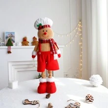 1 pieza Adorno retráctil de hombre de jengibre con sombrero de chef, decoración navideña, mejor regalo para cumpleaños, Navidad y decoración de invierno