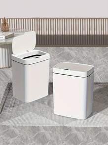 1pc [Battery Operated Single-Mode] 15L Luxurious White Touchless Smart Trash Can, Automatic Compacting Waste Bin For Bathroom Narrow Spaces [Battery Not Included] - White - View 7