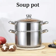 1pc, Steamer Pot, Stainless Steel Steaming And Cooking Integrated Pot With Lid, Universal For Induction Cooker, Gas Stove, And Electric Stove, Kitchen Utensils, Kitchen Gadgets, Kitchen Accessories, Home Kitchen Items - View 2