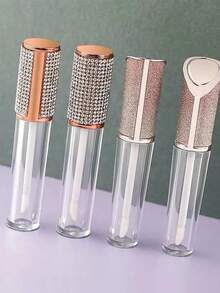 1pc 8ml Clear Round Rhinestoned Empty Lip Gloss Tube - Multicolor - View 5