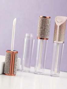 1pc 8ml Clear Round Rhinestoned Empty Lip Gloss Tube - Multicolor - View 3