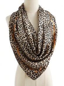 1 chiếc khăn choàng đầu chống nắng thời trang 90*90cm dành cho cả nam và nữ, khăn choàng chống bão cát cổ điển, khăn choàng lụa họa tiết da báo nhẹ, khăn bandanna vuông màu xanh lam và xanh lá cây, dùng ngoài trời có máy lạnh - A - Xem 8