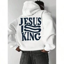Moletom Masculino Costas JESUS IS KING Casual - Branco - Visão 1