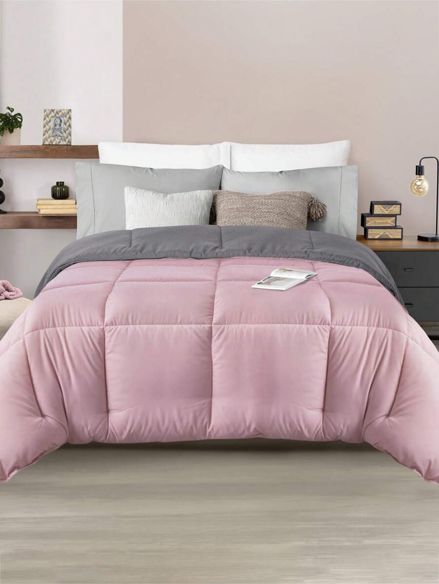 Home Elephant Single Duvet Quilt Two Views Soft Quilted - 淺粉色 - 查看 1
