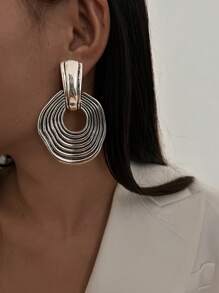 1 Cặp bông tai mặt dây chuyền xoắn ốc hình học cổ điển, quà tặng trang sức thời trang phong cách tối giản cho phụ nữ, phong cách Châu Âu và Mỹ - Vàng - Xem 4