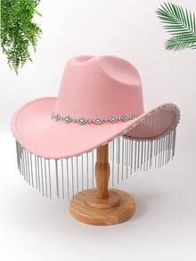 1 Mũ thời trang tua rua bằng kim loại đính đá sáng bóng, chất liệu mềm mại và thoải mái, thích hợp cho biểu diễn trên sân khấu, đám cưới, tiệc tùng và các dịp khác - Nhiều màu - Xem 5