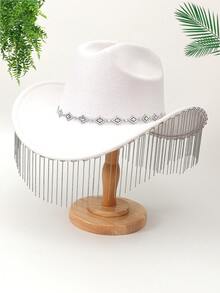 1 Mũ thời trang tua rua bằng kim loại đính đá sáng bóng, chất liệu mềm mại và thoải mái, thích hợp cho biểu diễn trên sân khấu, đám cưới, tiệc tùng và các dịp khác - Nhiều màu - Xem 4