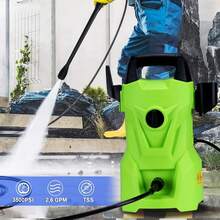 Chugod Lavadora a Presión Eléctrica, Lavadora a Presión con Pistola Pulverizadora, con Pistola Larga de Alta Presión, Botella de Espuma y Tubo de Alta Presión de 5 Metros 60 Hz 9541265 - Verde - Ver 5