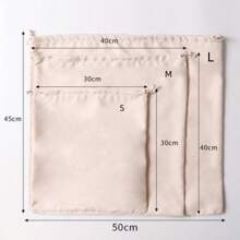 Drawstring Suede Storage Bag, Travel Dust Proof Pouch, Clothes Organizer - Beige - View 5