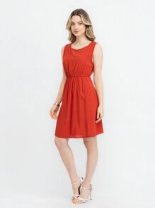 JIN SER Viscose Dress - Orange - View 3