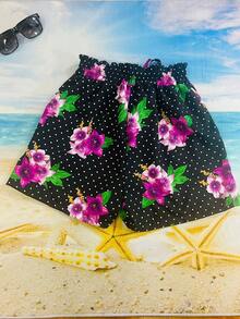 HONGDA VARIETIES New Shorts With Elastane And Flower Print Pocket Imported Cold Mowing Material - Màu tím - Xem 2