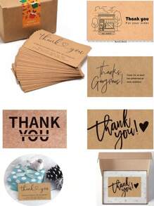 10/30/50pcs Thank You Cards, Small Business Fans Various Styles Thank You Cards, Shopping Kraft Thank You Greeting Cards Suitable For Christmas, Wedding/Bridal Shower, Holiday Party And Other Decorations Retail Store Owner Merchandise Customer Cards 2.1x3.5 Inch,Christmas
