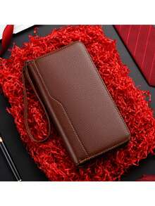 男士大容量手拿包钱包，时尚长款手提包，高端长款支票簿夹，圣诞礼物 - 彩色 - 查看 4