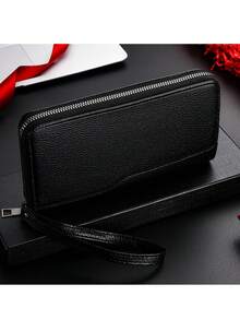 男士大容量手拿包钱包，时尚长款手提包，高端长款支票簿夹，圣诞礼物 - 彩色 - 查看 9