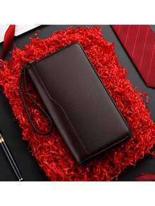 男士大容量手拿包钱包，时尚长款手提包，高端长款支票簿夹，圣诞礼物 - 彩色 - 查看 6