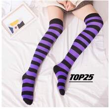 Women Over The Knee Socks - Purple - View 3