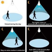 2 Packs Dusk To Dawn Motion Sensor LED Light Bulb, 60/80 Watt Equivalent, Energy Efficient 9W/12W, E26 E27 Base, Daylight White 6500K, Non-Dimmable