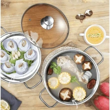 1个不锈钢蒸锅，多功能蒸锅带盖，适用于电磁炉、燃气灶和电炉，厨房用具，厨房工具，厨房配件，家用厨房用品 - 銀色 - 查看 6