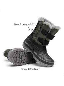 Boys & Girls Snow Boots Ankle Boots Winter Waterproof Winter Side Zipper Hook And Look For Toddler/Little Kid/Big Kid  For Ski And Outdoor Play ,Thick & Warm - 彩色 - 查看 5