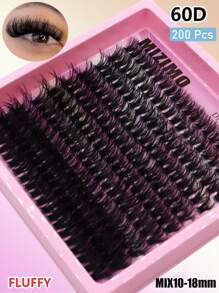200 Peças Agrupamentos de Cílios Fofos 40D/60D/80D/100D/120D/160D/200D Cílios Grossos 5D 10-18mm Segmentados Falsos Cílios de Vison CC/C/D Encaracolados, Agrupamentos de Cílios, Cílios Individuais, Cílios, Cílios Falsos