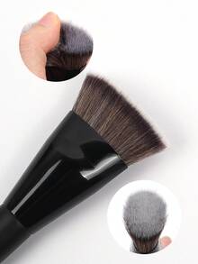 MAANGE 2pcs Soft Makeup Brush Set, Protable Smudge Cosmetic Brush Makeup Brush With Foundation Brush Blush Brush Loose Powder Brush Eye Shadow Brush Contour Brush Highlighter Brush Makeup Tools Gift For Women & Girl Travel Makeup Brush﻿ - 黑色 - 查看 4